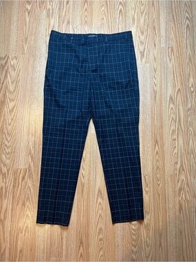 Men's H&M Navy Plaid Windowpane Slim Fit Dress Pants Size 34